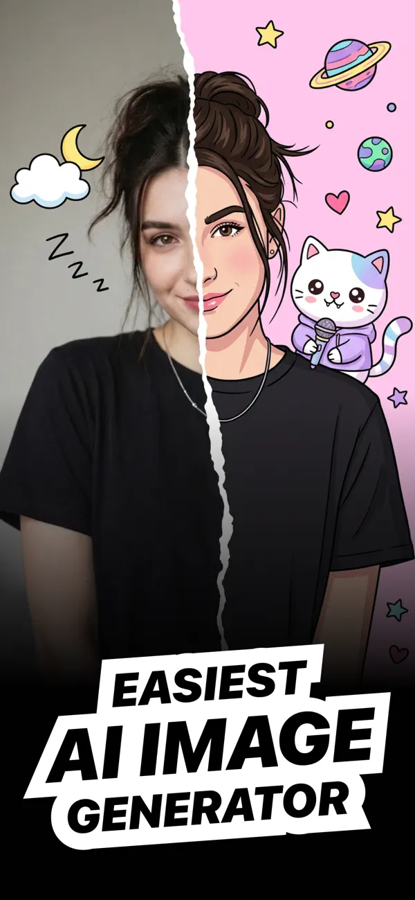 AI image generator transforming a photo into cartoon art in Pictura
